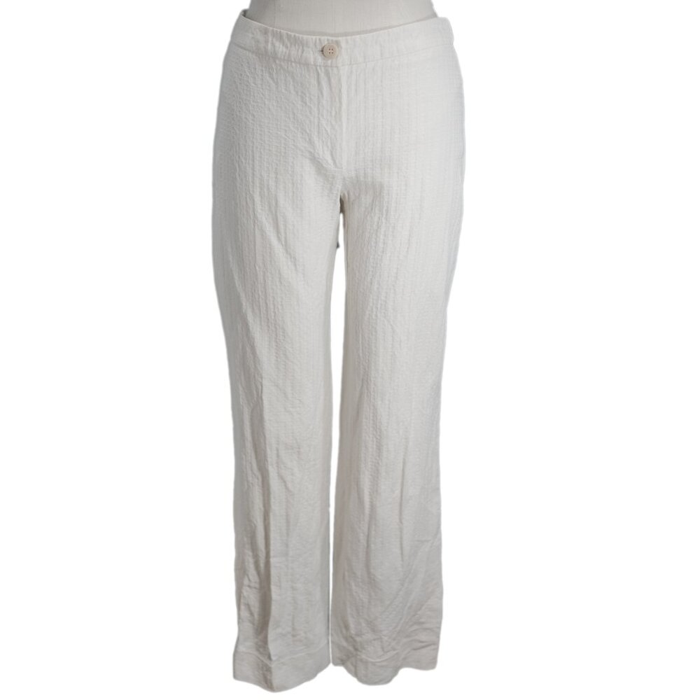 Armani Collezioni White Waffle Texture Trousers - Size 8
